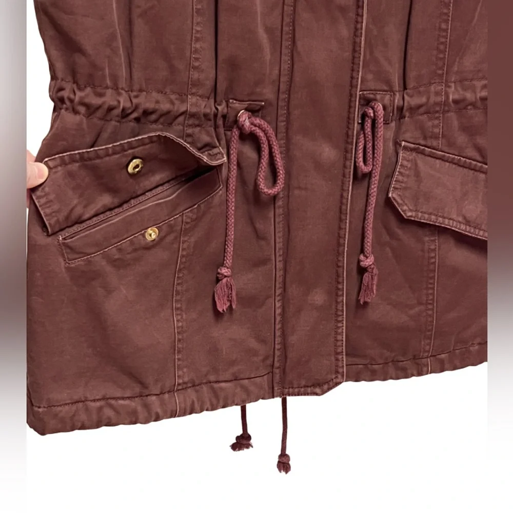 Laju Los Angeles hooded utility vest drawstring waist wine women’s Medium - Picture 2 of 7